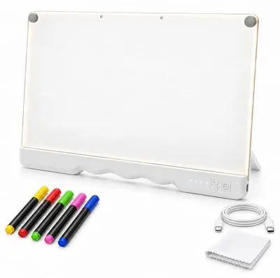 Immagine prodotto di Lavagna luminosa a LED in acrilico con 5 pennarelli – GLOWRITE