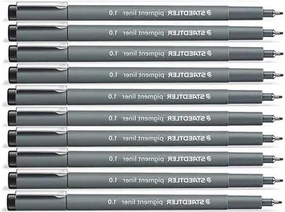 Produktbild von Schwarz Fineliner-Tintenstifte für Zeichnen und Malen - Lange Metallspitze - 1,0 mm - Schwarz