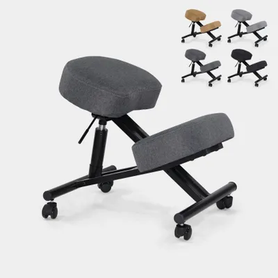 Produktbild von Ergonomischer Kniestuhl Bürohocker Metall und Stoff Balancesteel Lux - Dunkel Grau