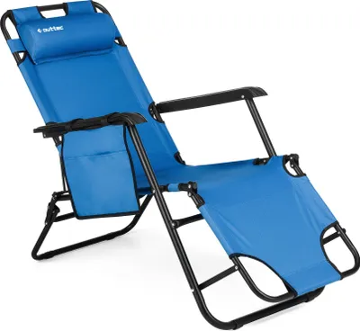 Image de Outtec® Fauteuil de jardin pliable Chaise longue - jusqu'à 150 kg - Chaise longue pliable Chaise longue de jardin avec dossier Chaise de camping Chaise de plage