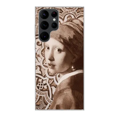 Produktbild von MuchoWow® Handyhülle Schutzhülle Hülle für Samsung Galaxy S22 Ultra Das Mädchen mit dem Perlenohrring - Vermeer - Schnittmuster Silikon Softcase Handy Hülle - Abbildung