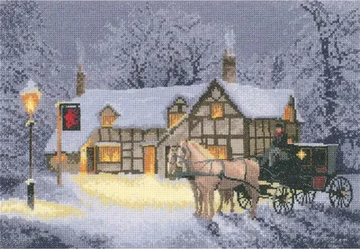 Produktbild von Heritage Kreuzstich Set Zählstoff "Weihnachtsgasthof (L)", Zählmuster, JCCI1366-E, 31x22cm