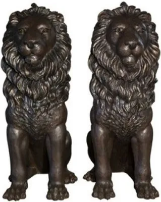 Produktbild von Casa Padrino Luxus Garten Deko Bronze Skulpturen Set Löwen H. 206 cm - Bronze Figuren