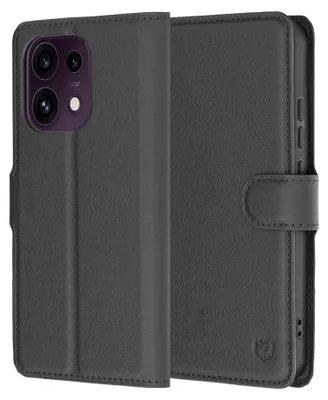Produktbild von Techsuit - Lederhülle im Buchformat für Oppo Reno16 F / Reno16 FS - Schwarz