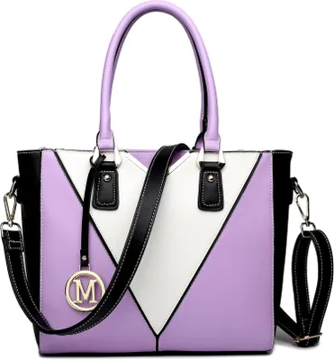 Image de Miss Lulu sac à main en forme de V pour femme, sac en cuir synthétique avec bandoulière, violet