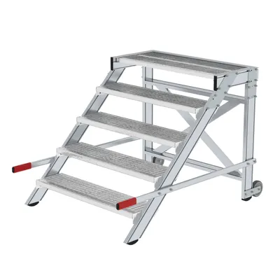 Produktbild von Günzburger Steigtechnik Arbeitspodest fahrbar Stufenbreite 1.000 mm Stahl-Gitterrost 5 Stufen - 050441