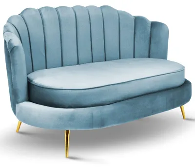 Produktbild von MG Design Sofa 2 Sitzer blau 150 cm - mit weicher Füllung, gesteppter Rückenlehne, mit goldenen Beinen, in Veloursstoff - Couch für Wohnzimmer, Gästezimmer, Wohnzimmer Möbel