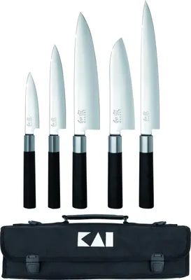 Produktbild von KAI Wasabi Black Europa Set: 6 Messer + Messertasche
