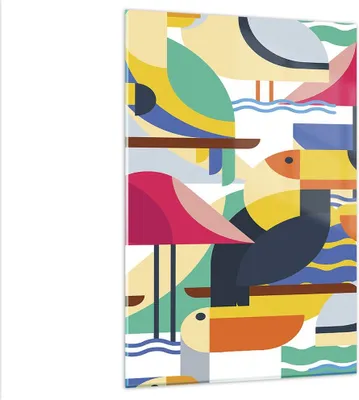 Produktbild von Bilder auf glas - Einteilig - Vogel Abstraktion - 80x120cm - Glasbilder - Wandbilder - Bilder - zum Aufhängen bereit - Wanddekoration aus Glas - Glas Bilder - Wandbild auf Glas - GPA80x120-3747