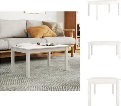Obrázok produktu pre vidaXL Konferenčný stolík biely 80x50x40 cm z masívneho borovicového dreva - Konferenčné stolíky