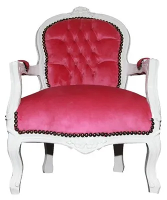 Produktbild von Barock Kinder Stuhl Rosa/Weiß - Armlehnstuhl