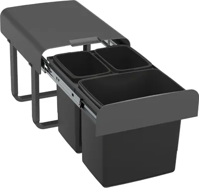 Produktbild von EKOTECH Abfallsammler EKKO 40 mit 29 (2x7+1x15) Liter Füllvolumen, Orion Grey, für 40 cm Schrankbreite