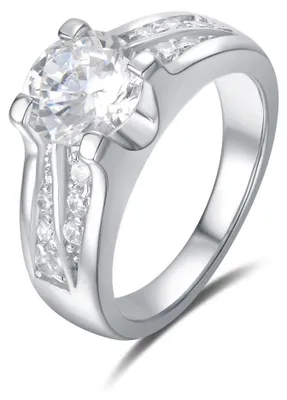 Produktbild von Solitär-Ring aus Silber mit Zirkonia-Kristallen
