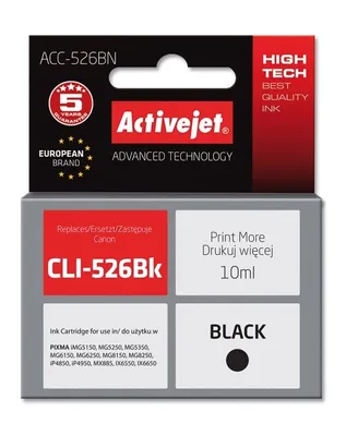 Produktbild von Activejet ACC-526BN Tintenpatrone (Ersatz für Canon CLI-526Bk; Höchst; 10 ml; schwarz)