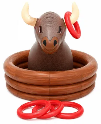 Produktbild von Aufblasbarer Büffel Eisbehälter mit Ringwurf, wasserdicht, 66x76cm – Getränkekühler & Partyspiel für Strand & Camping