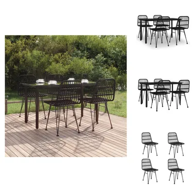 Produktbild von vidaXL 5-tlg. Garten-Essgruppe Schwarz Poly Rattan -  Gartenmöbel-Sets