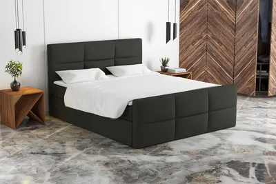 Produktbild von Boxspringbett HAKI 120x200 mit 2 Bettkästen, Bonell-Matratze und Topper. Farbe: Grau