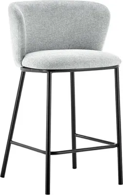 Image de Chaise de comptoir ARTHUS – Tissu gris clair – Design moderne H88,5 cm