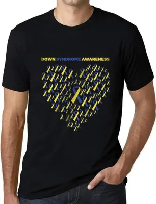 Produktbild von Herren Grafik T-Shirt Down-Syndrom Herz – Down Syndrome Heart – Öko-Verantwortlich Vintage Jahrgang Kurzarm Lustige Druck Geburtstag Geschenk Mann