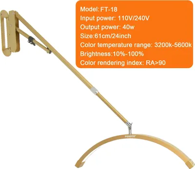 Productafbeelding van Draaibare wandlamp, met instelbare helderheid, kleurtemperatuur 3200K-5600K, goudkleurig