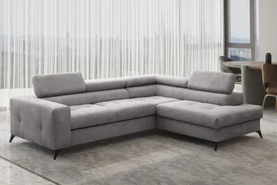 Produktbild von Kaiser Möbel Ecksofa mit schlaffunktion und bettkasten, Sofa L-form, Couch L-form Arcadi Dicker Cord Grau Rechts