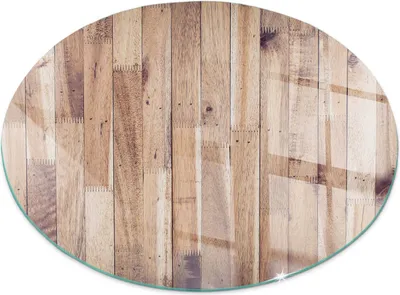 Produktbild von Glasbodenplatte für Fi 90 cm – Kaminofen – Kaminplatte Glas – Schutzglas – Funkenschutzplatte –Glasbodenplatte Feuerfeste – Hitzeschutzplatte – Bodenschutz aus Glas – Holzbrett in Anordnung