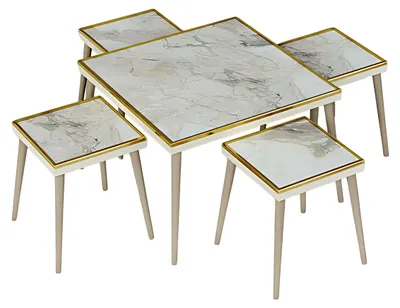 Obrázek produktu pro Elegantes Wohnzimmer-Set aus Holz in Beige mit Goldakzenten