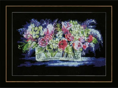 Zdjęcie produktu dla Zestaw do haftu krzyżykowego Lanarte "Róże i bzy", wzór liczony, 40x24cm