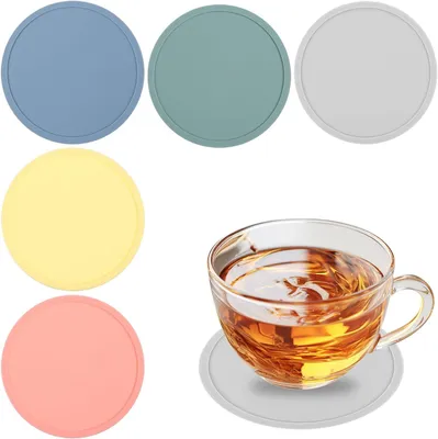 Produktbild von Untersetzer für Gläser – Set mit 5 Stück – Bunte Untersetzer – Silikon-Untersetzer für Bars, Cafés, Zuhause, Partys und Büros