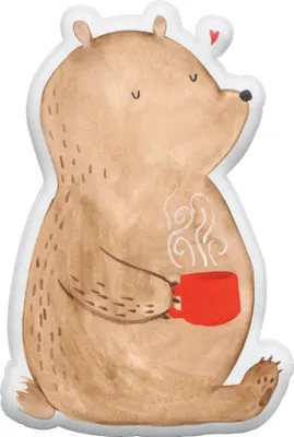 Produktbild von Mr. & Mrs. Panda Zierkissen Bär Morgenkaffee 55 cm - Weiß - Geschenk, Valentinstag, Dekokissen, Freundin, Kuscheltier Kissen, Schmusekissen, für Frauen, Hochzeitstag