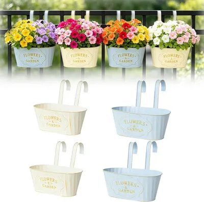 Obrázok produktu pre Závesné kvetináče 28 x 24 x 9.5 cm, 4 kusy, kov, pre záhradu