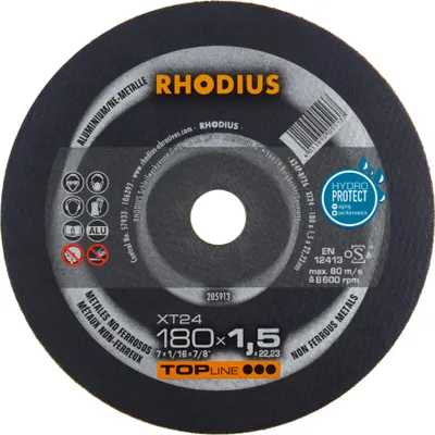 Produktbild von RHODIUS TOPline XT24 Extradünne Trennscheibe 180 x 1,5 x 22,23 mm 25 Stk