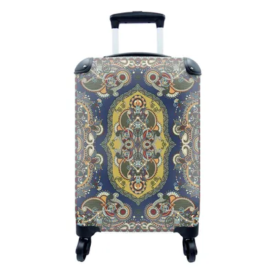 Produktbild von MuchoWow® Koffer Handgepäck Trolley Rollkoffer Kleine Reisekoffer mit 4 Rollen - Teppiche - Muster - Farben - Cabin Size < 55x40x23 cm & 55x40x20 cm - Fotokoffer - Kabinenkoffer - Boardgepäck - Reise-Box - Reisekoffer - Reisegepäck - Koffer mit Bild - Trolley für Kinder