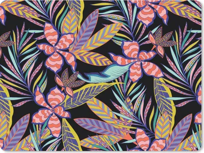 Produktbild von MuchoWow® Mauspad Mousepad Hawaii - Regenbogen - Blumen - Blätter - Psychedelisch 23x19 cm - Mousepads - Maus Mat - Pad - Mausunterlage - Schreibtischunterlage - Mauspad