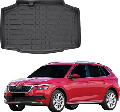 Produktbild von SCOUTT | Kofferraumwanne Laderaumwanne Kompatibel mit Skoda Kamiq ab 2020, mit Hoher Rand, Kofferraum-Schutzmatte, Geriffelt, Aufrollbar, Schwarz