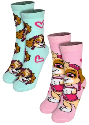 Produktbild von Paw Patrol ABS Socken für Mädchen - Skye Kinder Kindersocken Stoppersocken antirutsch Söckchen Rosa/Türkis (2er Pack) 31-34