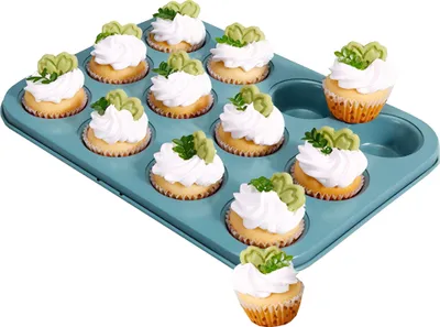 Obrázok produktu pre 20 šálok zelenej formy na muffiny na pečenie, nepriľnavá forma na muffiny, nepriľnavý plech na pečenie v rúre na pečenie muffinov, prémiové formy na tvarohové koláče