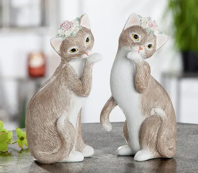 Produktbild von GILDE Figur, Katze, "Nala", Kunstharz, braun, , 2 Stück wie abgebildet, L. 7 cm, B. 10 cm, H. 18,5 cm 37380