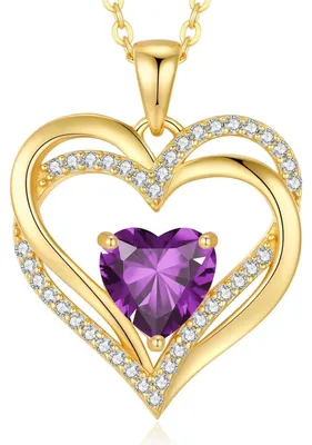 Productafbeelding van Damesketting van 925 sterling zilver met geboortesteen, 45+5 cm, februari