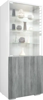 Produktbild von Vladon Vitrine Granada,  Germany, Vitrinenschrank mit Glastür und Glaseinsatz, Weiß matt/Avola-Anthrazit (50 x 122,5 x 34,5 cm)
