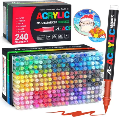 Zdjęcie produktu dla Zestaw markerów akrylowych, 240 kolorów, wodoodpornych, idealnych do kreatywnych projektów