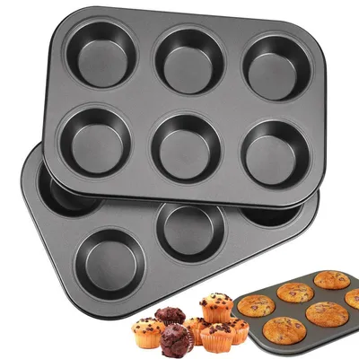 Productafbeelding van Muffinbakvormen, 2 stuks, koolstofstaal, 26 x 18 x 3 cm, antiaanbaklaag