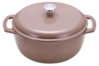 Immagine prodotto di A. Pentola Schmortopf rotonda in ghisa smaltata con coperchio, capacità 6,9 litri, colore terracotta