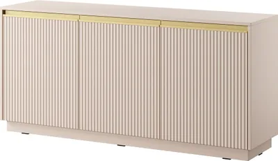 Obrázek produktu pro BETTSO Třídveřová komoda ROY v béžové barvě s drážkovanými čely 154 cm