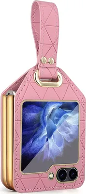 Produktbild von Für Samsung Galaxy Z Flip7 FE / Flip6 5G Electroplating PC Hybrid PolyurethanLeather Handy Hülle mit Armband Rosa