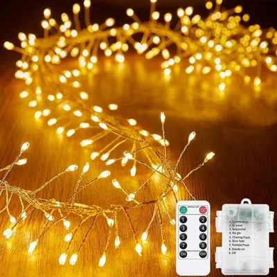 Feuerwerks-Lichterkette 9 m, 300 LEDs, batteriebetrieben, 8 Modi