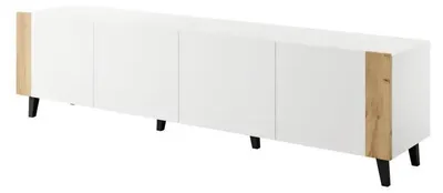 Produktbild von Cama RTV-Schrank FARO 200x42x52 weiß matt + Eiche craft, Weiß, Partikelbord, Weiß, Partikelbord, 4 Regale, Laminat