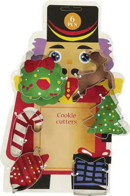 Immagine prodotto di set di 6 tagliabiscotti in metallo per Natale - Tagliabiscotti - Tagliabiscotti natalizi - Stampi da forno natalizi - Schiaccianoci