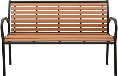 Immagine prodotto di Panchina da giardino nera e marrone 116 cm in acciaio e WPC