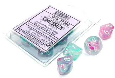 Produktbild von Chessex Nebula Wisteria/weiß Luminary D10 Würfel Set